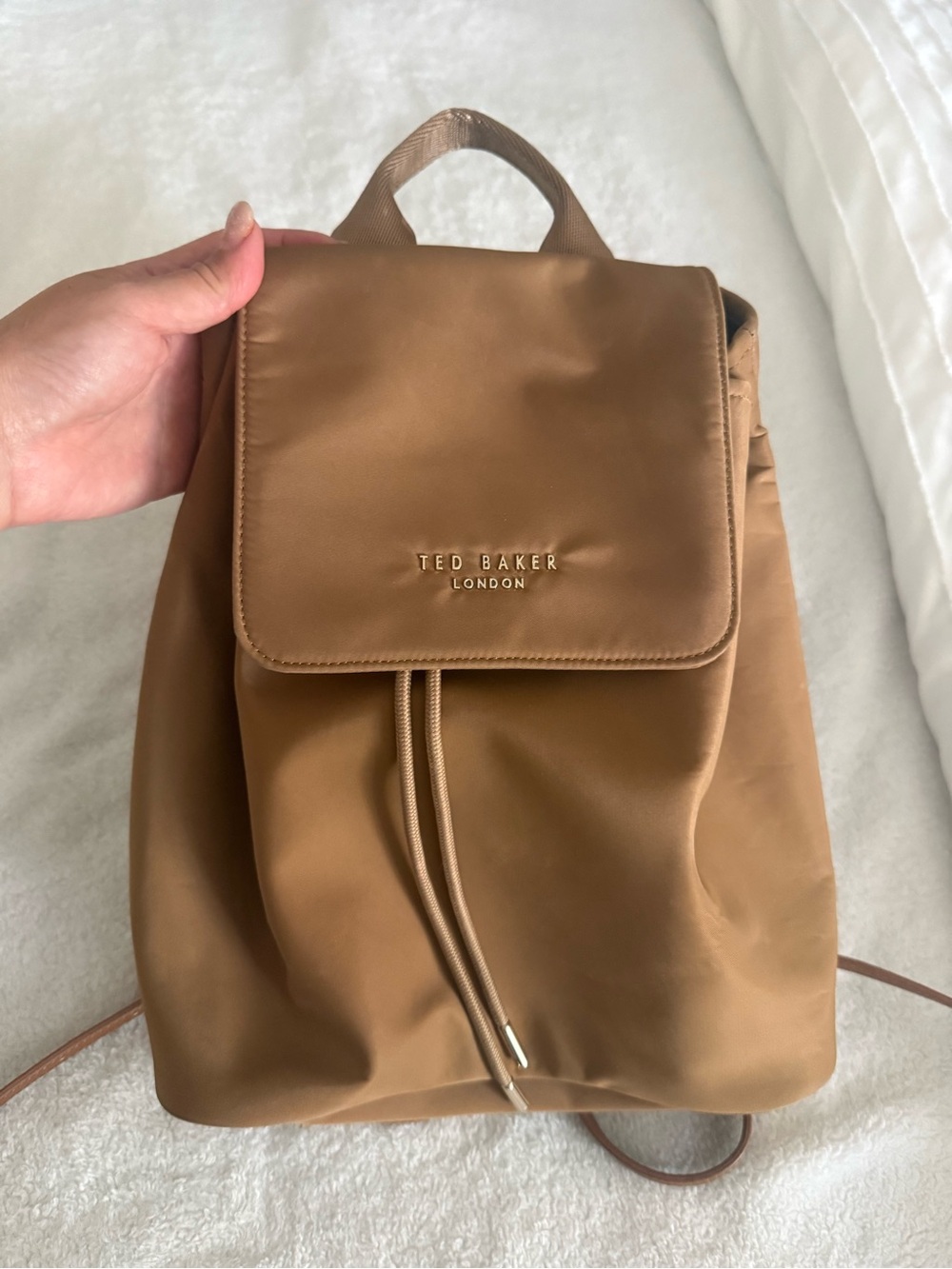 Ted Baker Camel Brown Backpack with Drawstring Flap